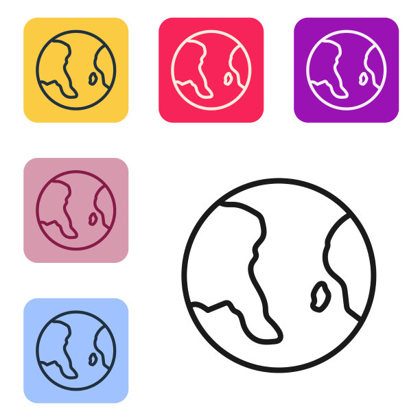 黑线地球地球仪图标孤立在白色图片下载