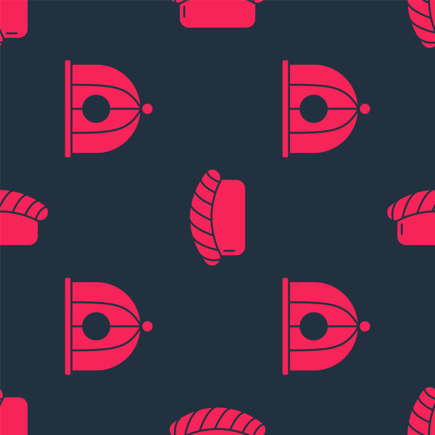 中国帽子和寿司的无缝模式图片下载