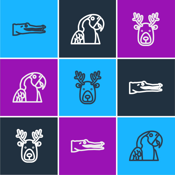 设线鳄鱼头与鹿角和图片下载