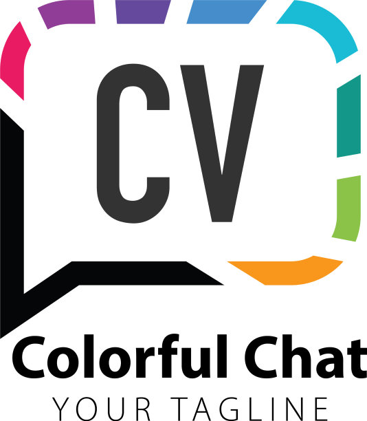 首字母CV彩色聊天创意logo图片下载