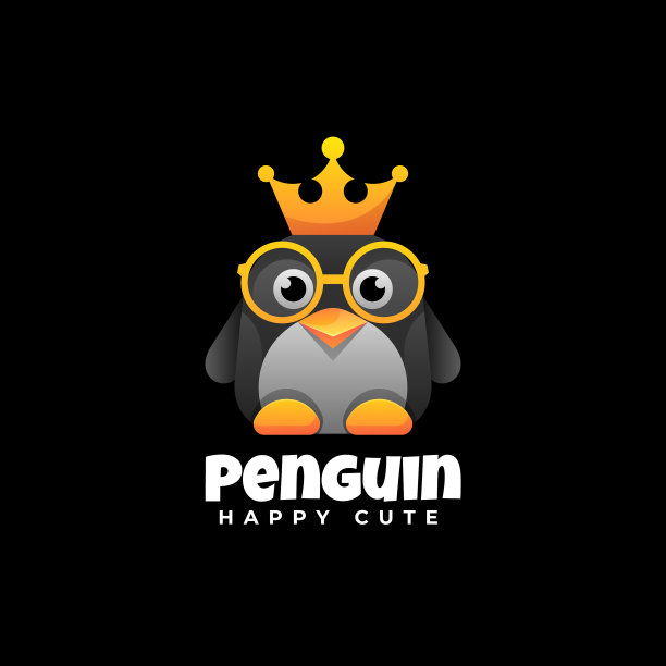 企鹅标志渐变色彩风格图片下载