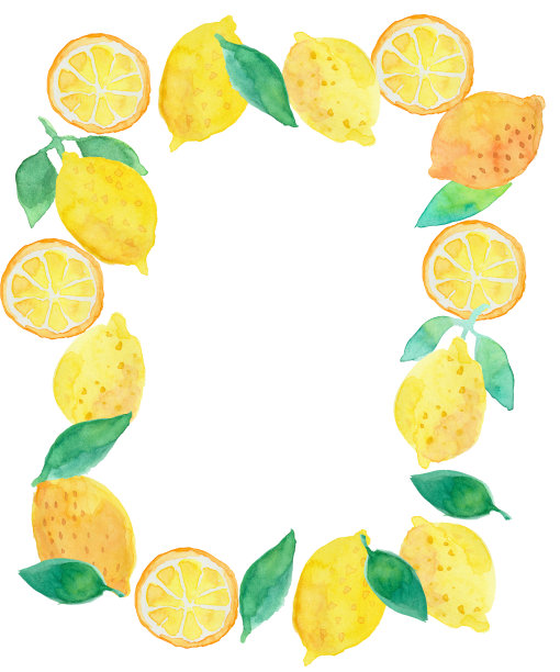 水彩手绘柠檬插图框架图片下载