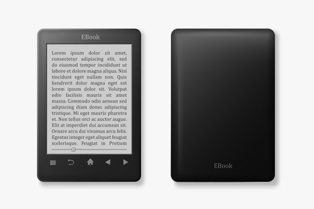电子书正面和背面视图模板黑色平板图片下载