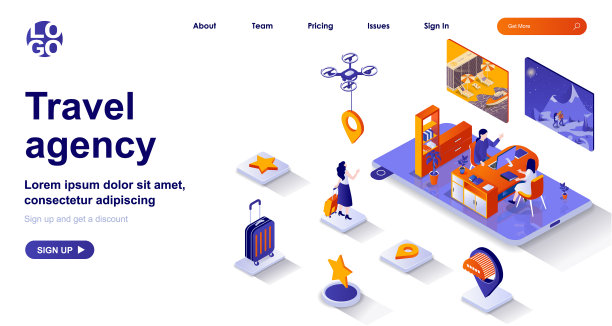 旅行社等距着陆页面操作员图片下载