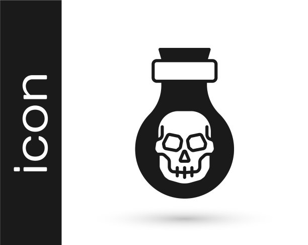 黑瓶中的毒药图标隔离在白色上图片下载