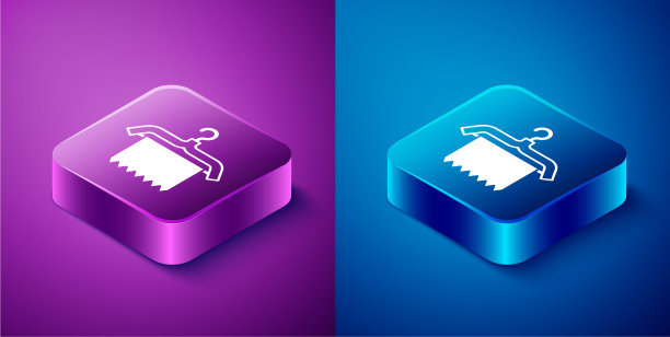 等距衣架衣橱图标孤立在蓝色图片下载