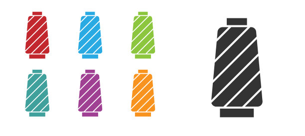 线轴图标上的黑色缝纫线被隔离图片下载