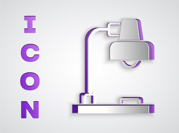 剪纸台灯图标孤立在灰色图片下载