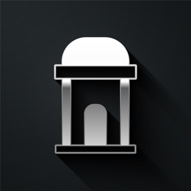 银色老地窖图标孤立在黑色背景图片下载