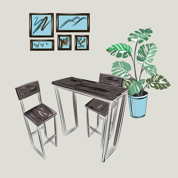 阁楼式家具木制桌椅图片下载