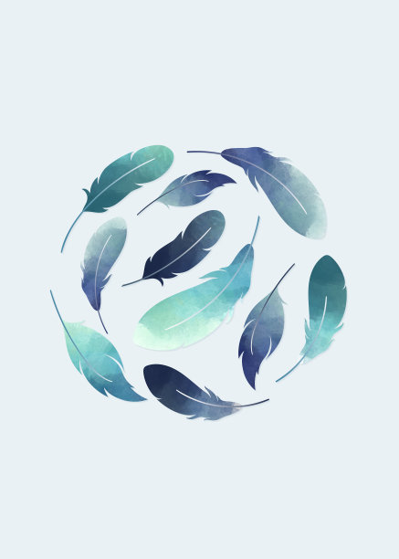 蓝色漂浮的羽毛图片下载