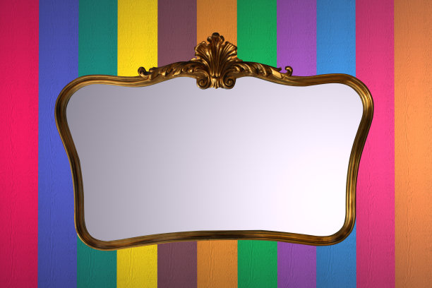 镜面风格的镀金木边框图片下载