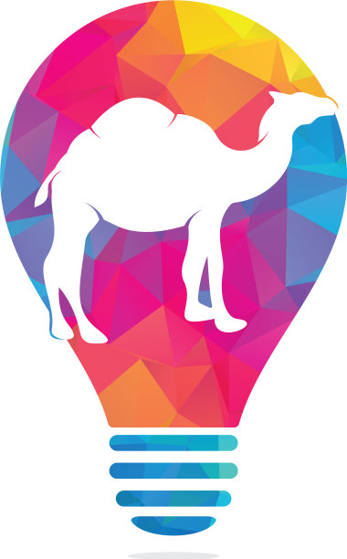 骆驼灯泡形状的概念标志模板图片下载