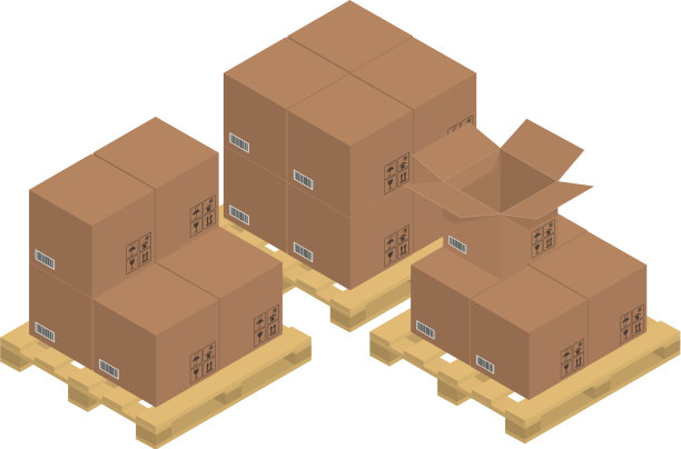 木托盘上的棕色硬纸盒图片下载