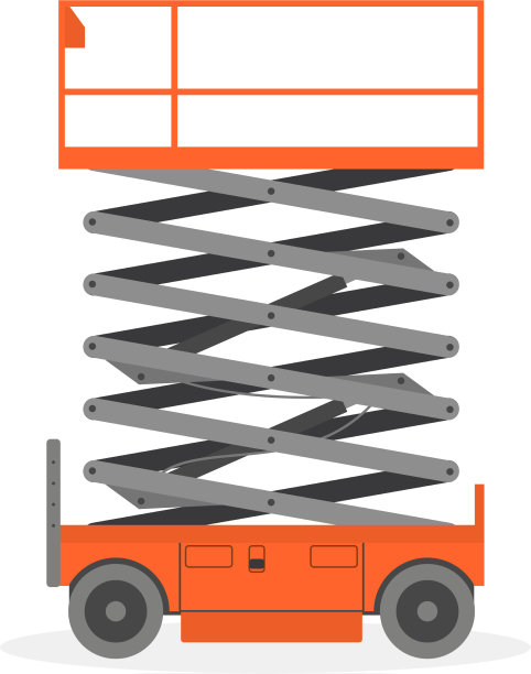 剪刀式升降台隔离于白色图片下载