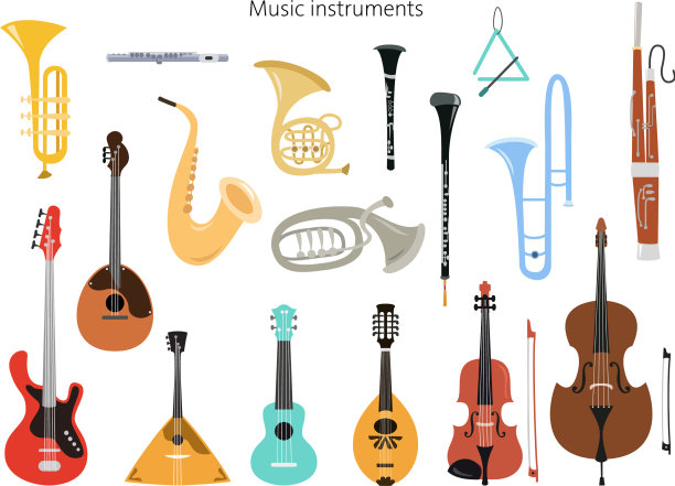 将乐器设置在白色背景上图片下载