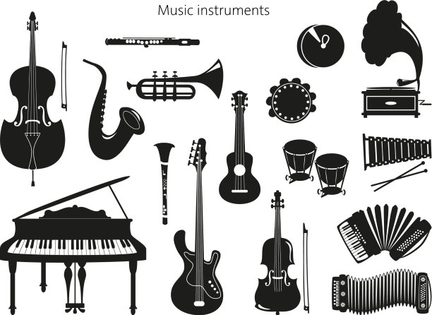将乐器设置在白色背景上图片下载