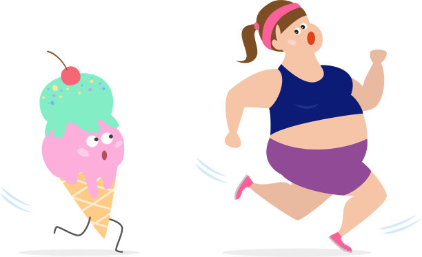 胖女孩从一个大冰淇淋前逃跑了图片下载