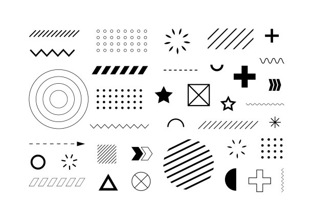 一组几何形状的抽象设计元素图片下载