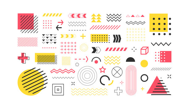 一组几何形状的抽象设计元素图片下载