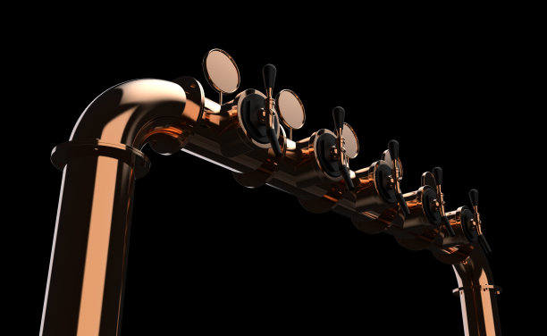 啤酒塔五水龙头泵3d渲染酒吧设备图片下载