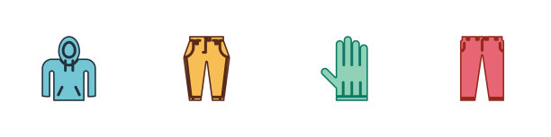 Set连帽衫裤子皮手套和图标图片下载