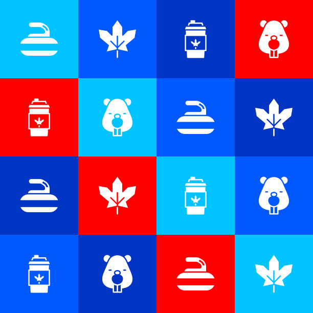 为冰壶加拿大枫叶咖啡设置石头图片下载