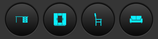 设置办公桌、衣柜、椅子和沙发图标图片下载