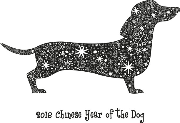 狗黑色的剪影与雪花图片下载