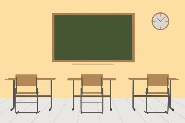 教室内部有黑板和课桌图片下载