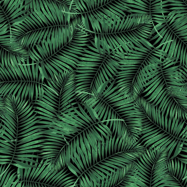 棕榈绿色叶子的无缝图案图片下载