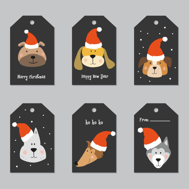 用卡通狗做圣诞标签图片下载