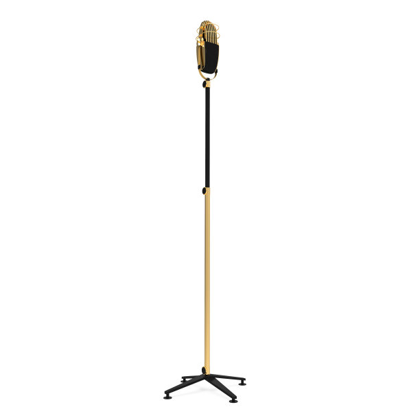 复古黄金麦克风站起来3d插图图片下载