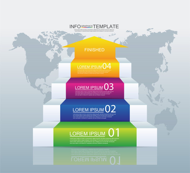 演示业务信息图模板用4个步骤丰富多彩图片下载