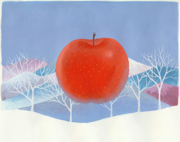 水彩红苹果-插图图片下载