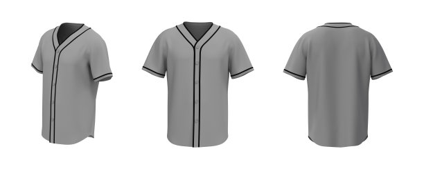 棒球t恤模型的正面，侧面和背面的观点图片下载