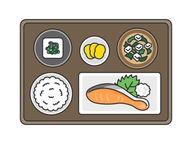 烤鲑鱼套餐。图片下载