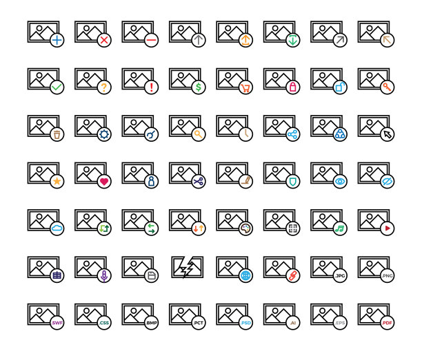 图片图像图标矢量插图与额外的接口。图像图标与文件扩展名图片下载