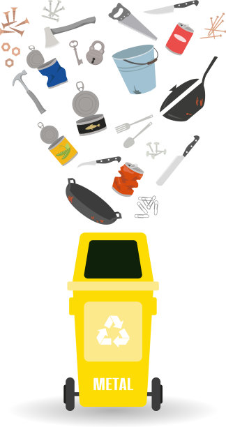 白色背景上有金属垃圾的容器图片下载