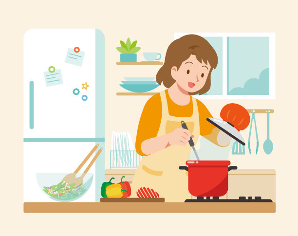 在厨房做饭的女人。图片下载