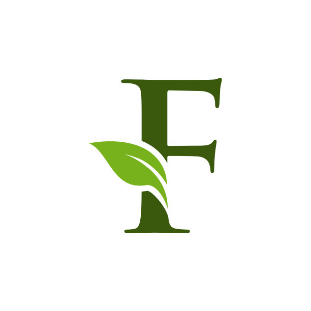 字母F和叶矢量股票插图设计模板。图片下载