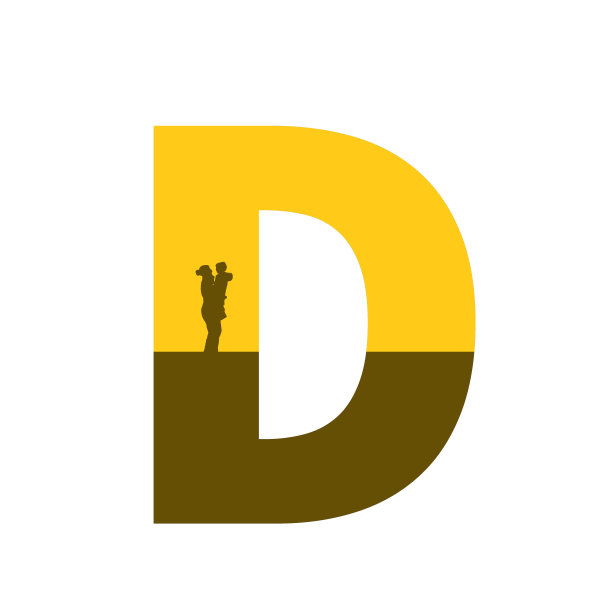 字母D由母亲抱着孩子的剪影组成图片下载