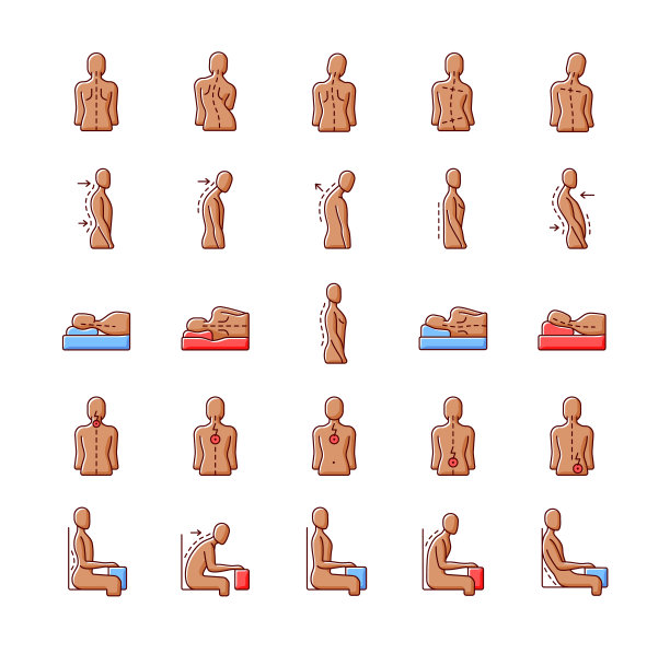 背部和姿势问题RGB颜色图标设置图片下载