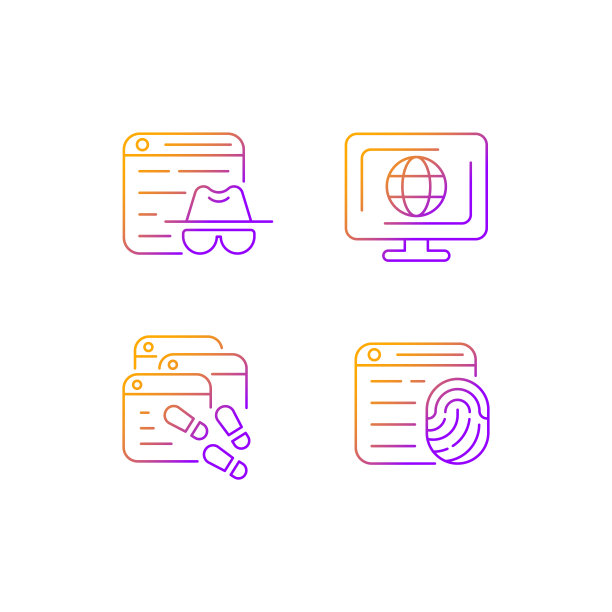 在线审查梯度线性矢量图标集图片下载