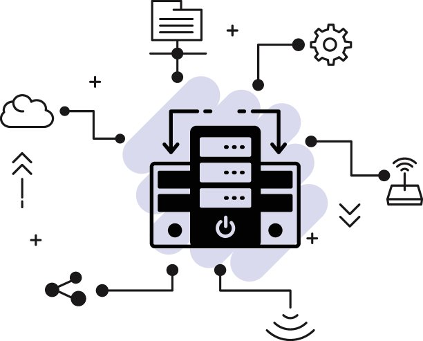 Inter linked Server PC vector Icon Design, Cloud computing and Internet hosting services Symbol, Master slave technology concept, Peer to Peer Stock插图图片下载