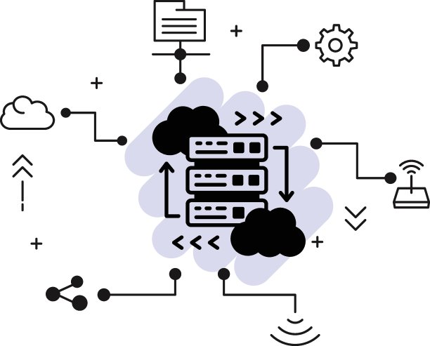 Remote Computer Data Storage Sign stock插图，可伸缩交易存储矢量图形图标设计，云计算和Web托管服务符号，云数据交易概念，图片下载