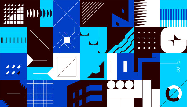 抽象的广场的形状。野兽派风格的极简几何图形。表示布局设计元素集。装饰块和线条的轮廓形式。向量当代艺术图片下载