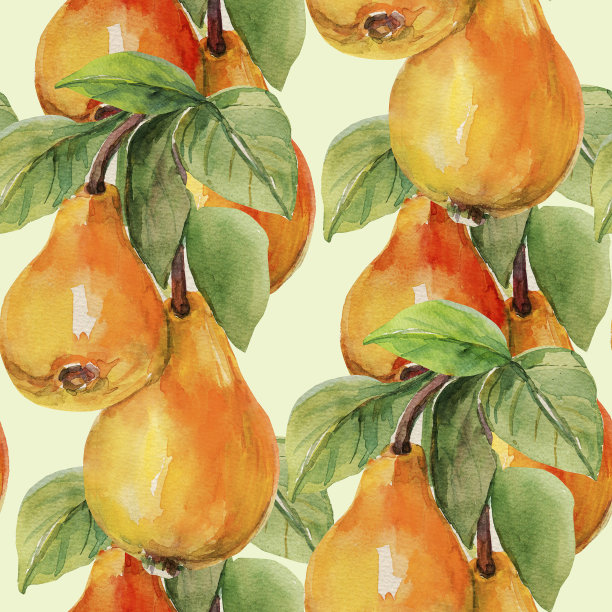 无缝图案的水彩梨。图片下载