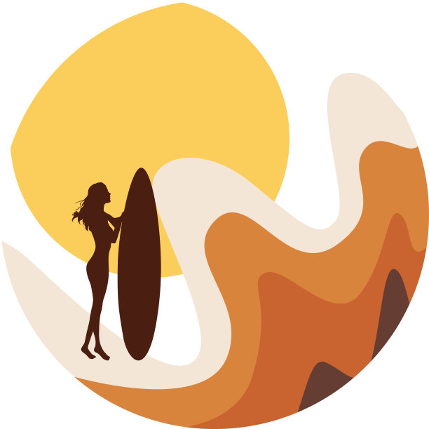 一个冲浪者的剪影。无参考矢量图图片下载