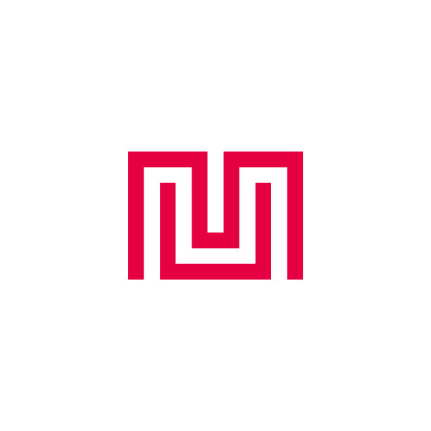 字母Mu方形几何迷宫线条标志图片下载